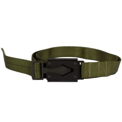 Rugged By Nature® Fire Buckle® Color, Green Belt Made With Mil Spec Tubular Webbing. Black Buckle Color. Made In USA