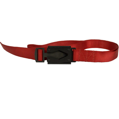 Rugged By Nature® Fire Buckle® Color, Red Belt. Black Buckle Color. Made In USA