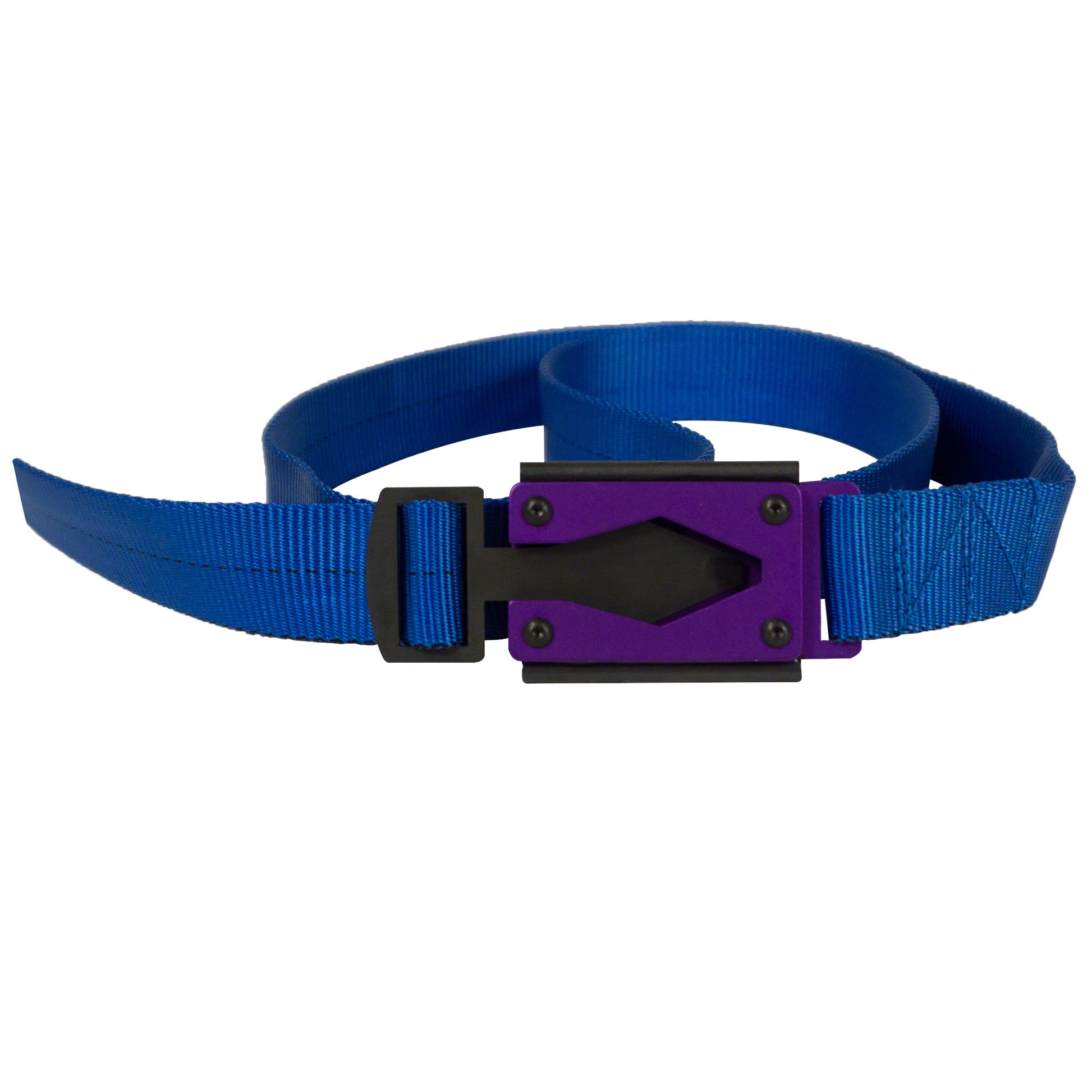 Rugged By Nature® Fire Buckle® Color, Blue Belt Made With Mil Spec Tubular Webbing. Purple Buckle Color. Made In USA