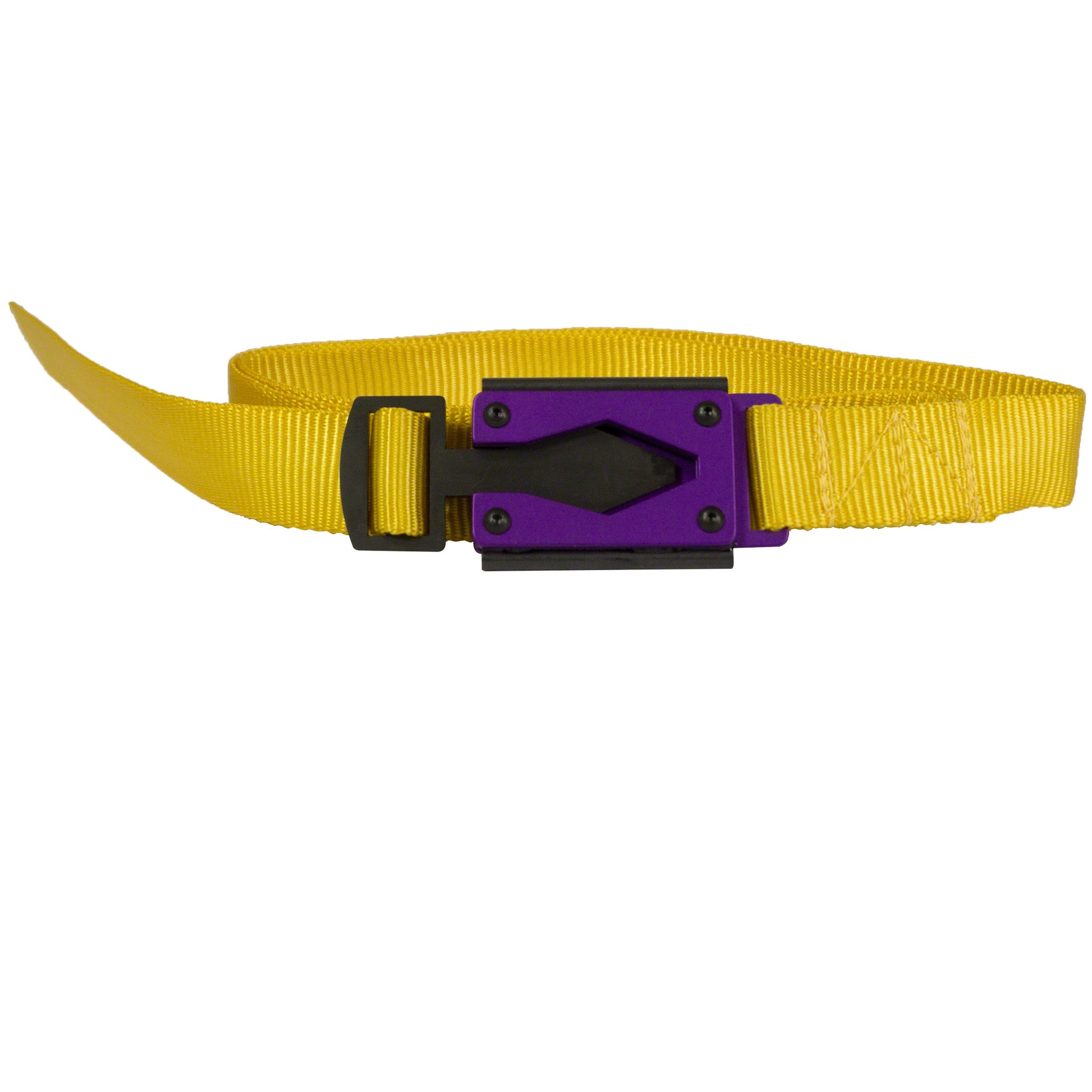 Rugged By Nature® Fire Buckle® Color, Yellow Belt. Purple Buckle Color. Made In USA