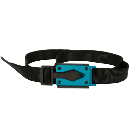 Rugged By Nature® Fire Buckle® Color, Black Belt. Light Blue Buckle Color. Made In USA