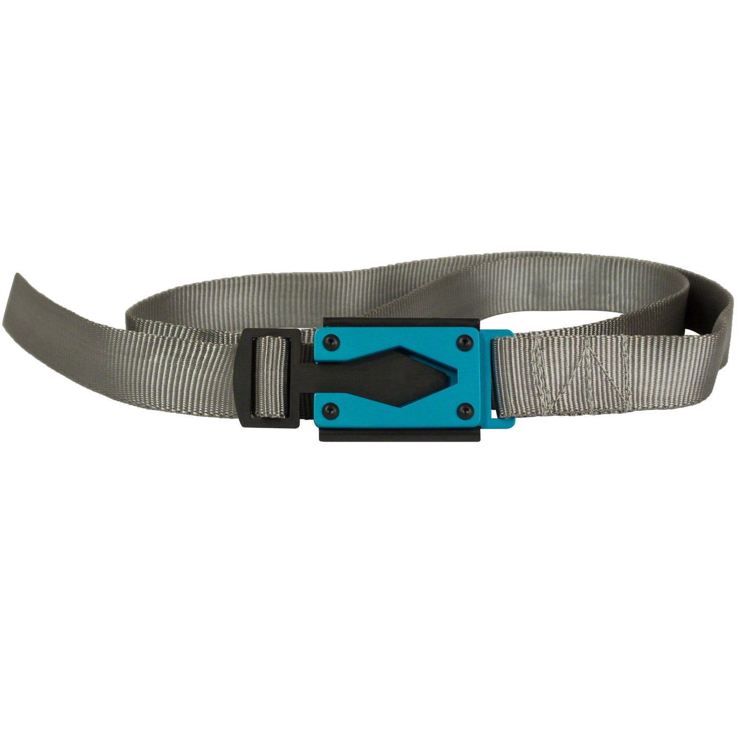 Rugged By Nature® Fire Buckle® Color, Sliver Gray Belt. Light Blue Buckle Color. Made In USA