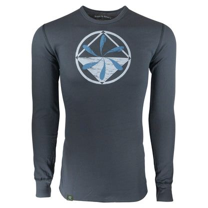 Rugged By Nature® logo, long sleeve thermal tee shirt front, gray